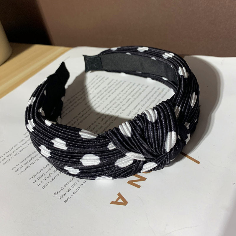 Wholesale Knotted Hairband Pleated Polka Dot Hair Band